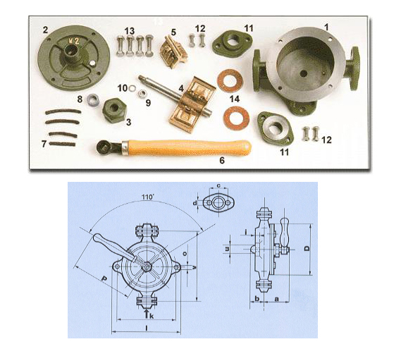Drawing of semi rotary hand pump"K"